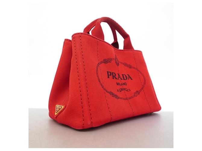 Borsa Tote Prada Canapa Canvas Rosso - vista 2