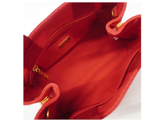 Borsa Tote Prada Canapa Canvas Rosso - vista 4