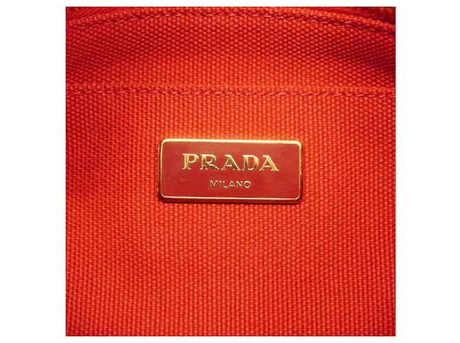 Borsa Tote Prada Canapa Canvas Rosso - vista 5
