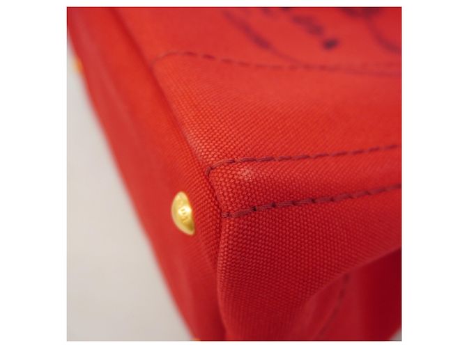 Borsa Tote Prada Canapa Canvas Rosso - vista 6