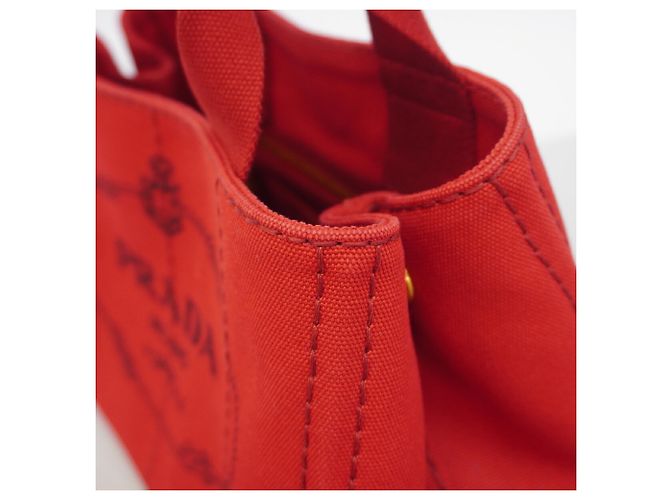 Borsa Tote Prada Canapa Canvas Rosso - vista 7