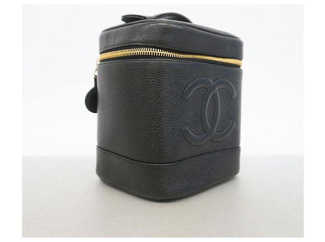 Borsa Vanity Chanel in pelle di vitello martellata nera Nero - vista 2