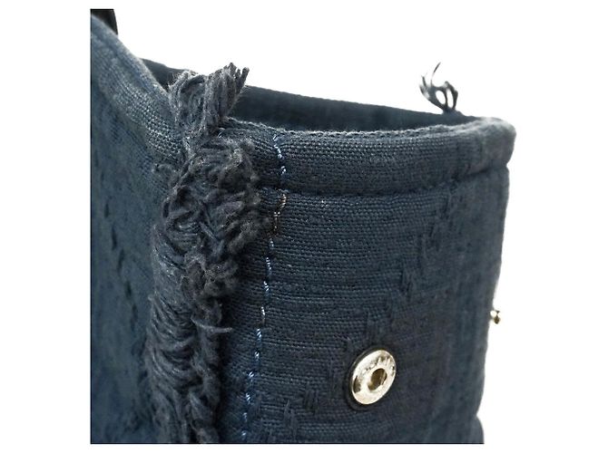 Borsa Tote Chanel Deauville con Catena Blu navy - vista 7