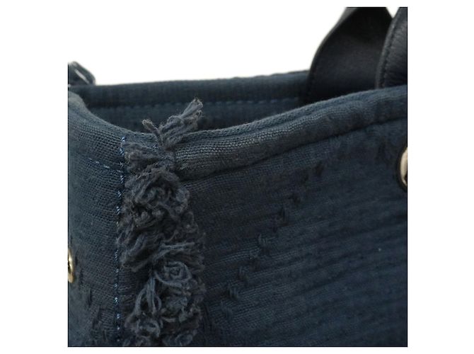 Borsa Tote Chanel Deauville con Catena Blu navy - vista 8