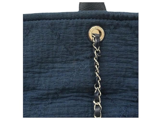 Borsa Tote Chanel Deauville con Catena Blu navy - vista 9
