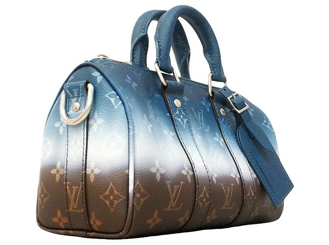 Borsa Louis Vuitton Keepall Bandoulière 25 Monogram Pigment Blu - vista 2