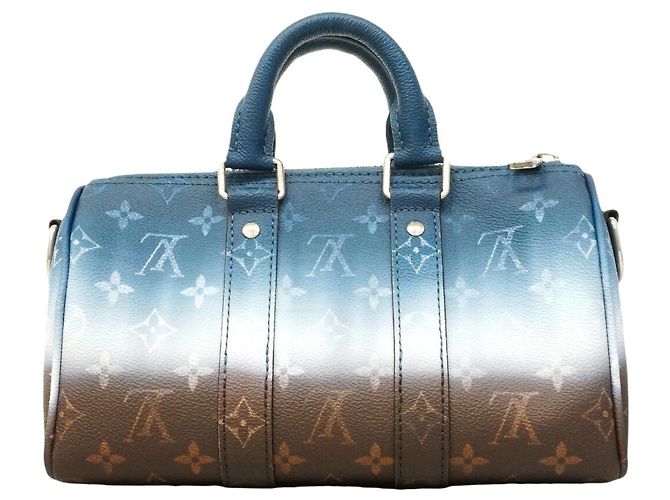 Borsa Louis Vuitton Keepall Bandoulière 25 Monogram Pigment Blu - vista 8