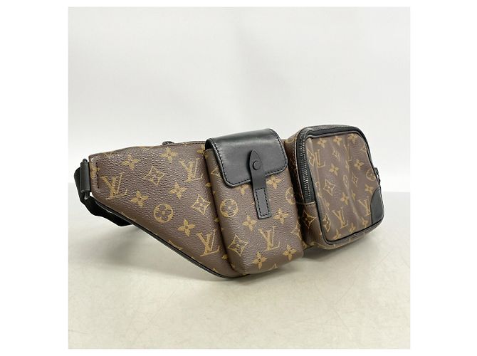 Sac banane Louis Vuitton Monogram Macassar Christopher Marron Noir - vue 2