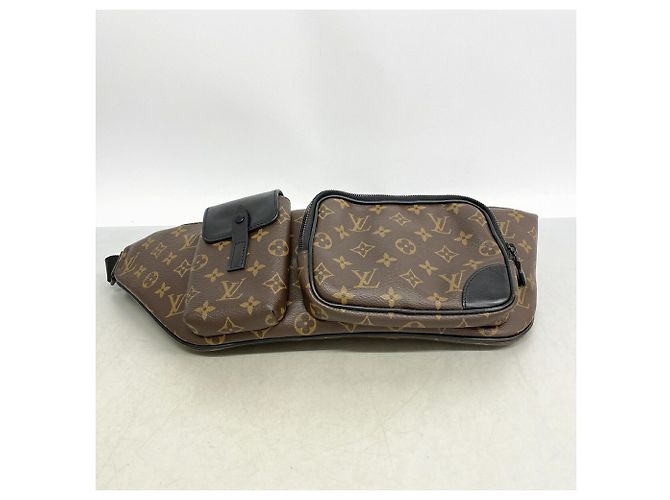 Sac banane Louis Vuitton Monogram Macassar Christopher Marron Noir - vue 3