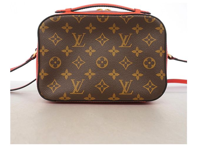 Borsa a tracolla Louis Vuitton Monogram Saint-Onge Marrone Rosso - vista 11