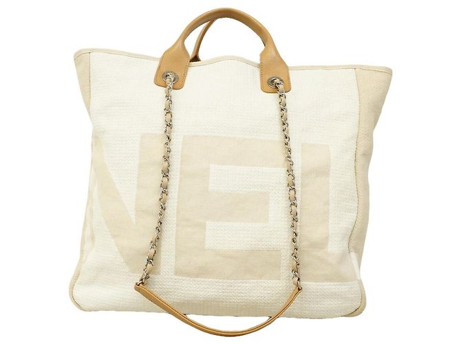 Borsa a tracolla con catena Chanel Deauville Beige - vista 12