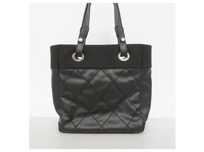 Chanel Paris Biarritz Canvas Tote Bag Schwarz - Ansicht 9