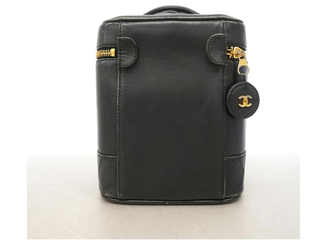 Borsa Vanity Chanel in pelle d'agnello nera Nero - vista 11