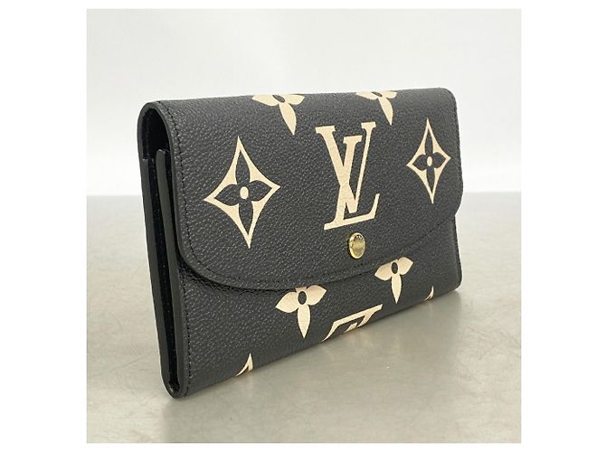 Louis Vuitton Monogram Empreinte Bicolor Portefeuille Emilie Long Wallet Nero Beige - vista 2