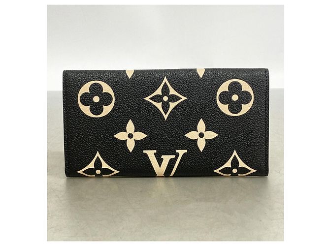 Louis Vuitton Monogram Empreinte Bicolor Portefeuille Emilie Long Wallet Nero Beige - vista 5