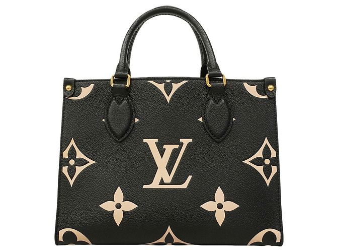 Borsa Louis Vuitton Monogram Empreinte Bicolor OnTheGo PM Nero Beige - vista 13
