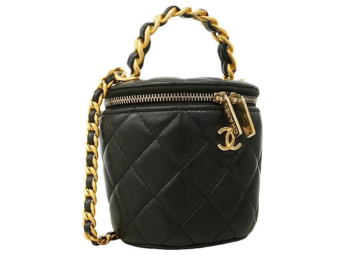 Borsa Vanity Chanel in pelle di agnello nera Nero - vista 2