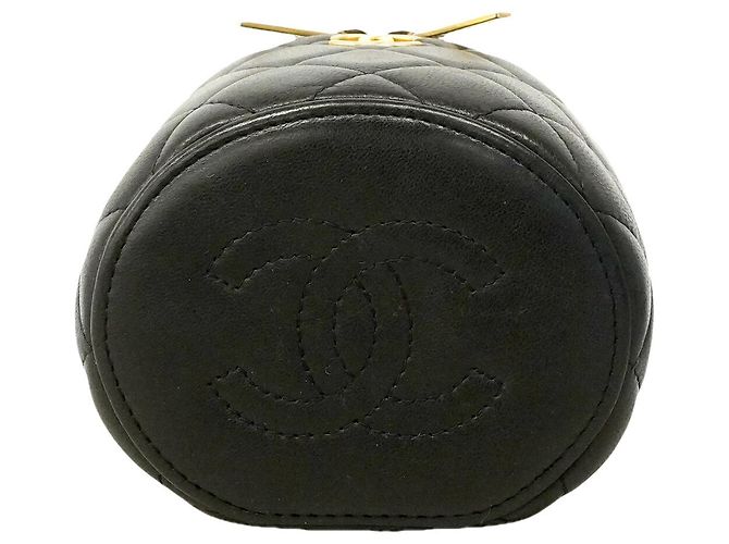 Borsa Vanity Chanel in pelle di agnello nera Nero - vista 3
