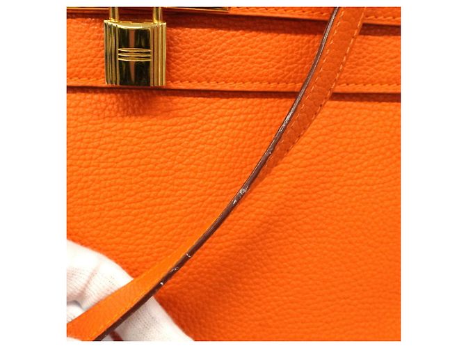 Hermès Borsa Hermes Kelly 32 Togo Arancione - vista 8