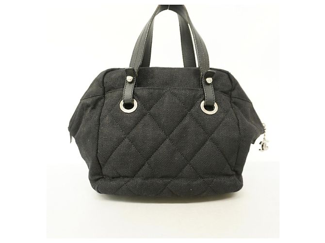 Borsa Tote Chanel Paris Biarritz in Tweed Nero - vista 10