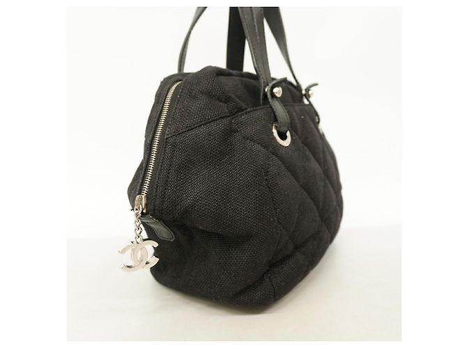 Borsa Tote Chanel Paris Biarritz in Tweed Nero - vista 2