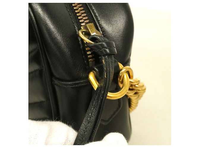 Borsa a tracolla Gucci GG Marmont in pelle nera Nero - vista 7