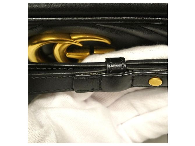 Borsa a tracolla Gucci GG Marmont in pelle nera Nero - vista 8