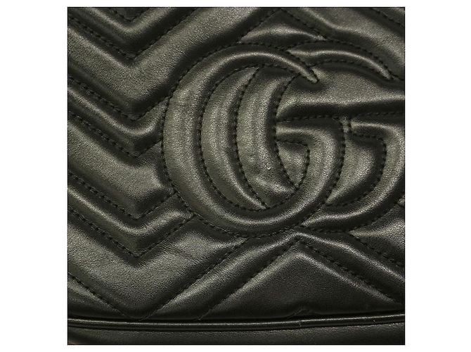 Borsa a tracolla Gucci GG Marmont in pelle nera Nero - vista 9