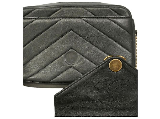 Borsa a tracolla Chanel in pelle nera Nero - vista 11