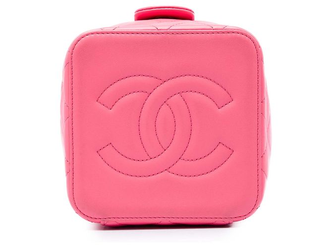 Chanel Small CC Vanity Case aus gestepptem Lammleder in Rosa mit Kette Pink - Ansicht 3