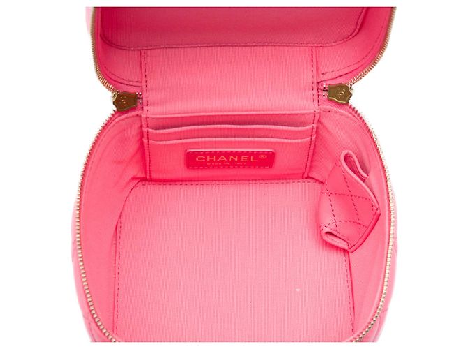 Chanel Small CC Vanity Case aus gestepptem Lammleder in Rosa mit Kette Pink - Ansicht 4
