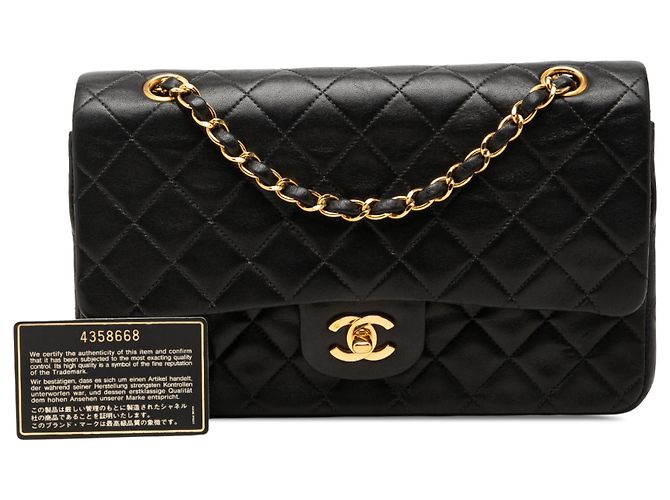 Chanel Black Medium Classic Lambskin Double Flap Nero - vista 7
