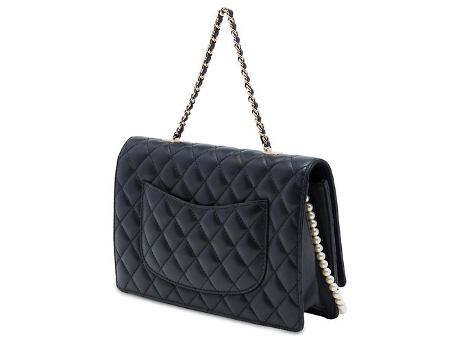 Chanel Black CC Quilted Lambskin Fantasy Pearl Single Flap Nero - vista 2