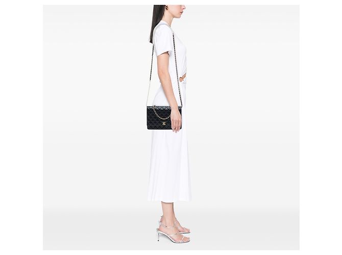 Chanel Black CC Quilted Lambskin Fantasy Pearl Single Flap Nero - vista 6