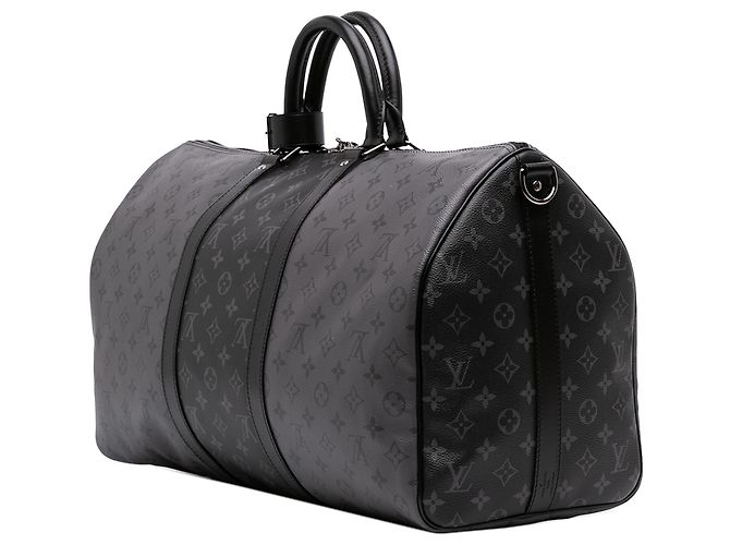 Louis Vuitton Gray Monogram Eclipse Reverse Keepall Bandouliere 50 Castaño - vista 2