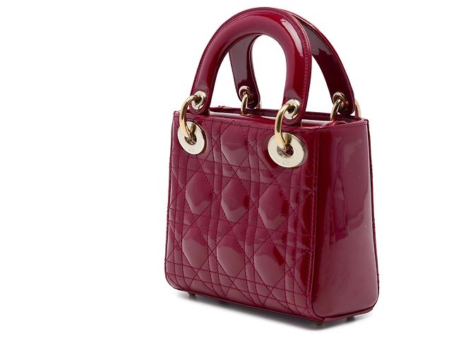 Dior Red Mini Patent Cannage Lady Dior Rosso Bordò - vista 2