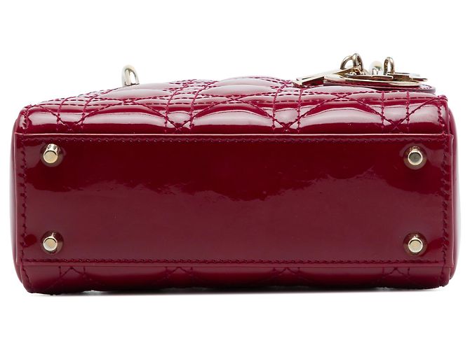 Dior Red Mini Patent Cannage Lady Dior Rosso Bordò - vista 3