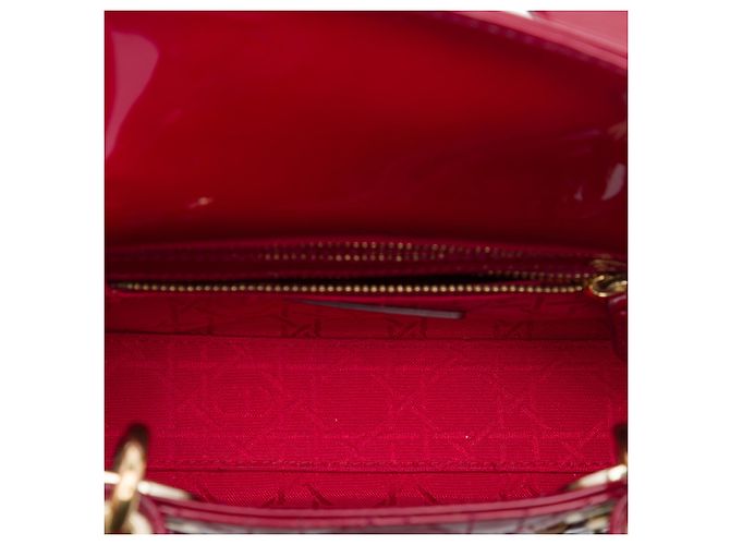 Dior Red Mini Patent Cannage Lady Dior Rosso Bordò - vista 4