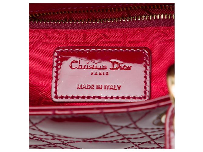 Dior Red Mini Patent Cannage Lady Dior Rosso Bordò - vista 5