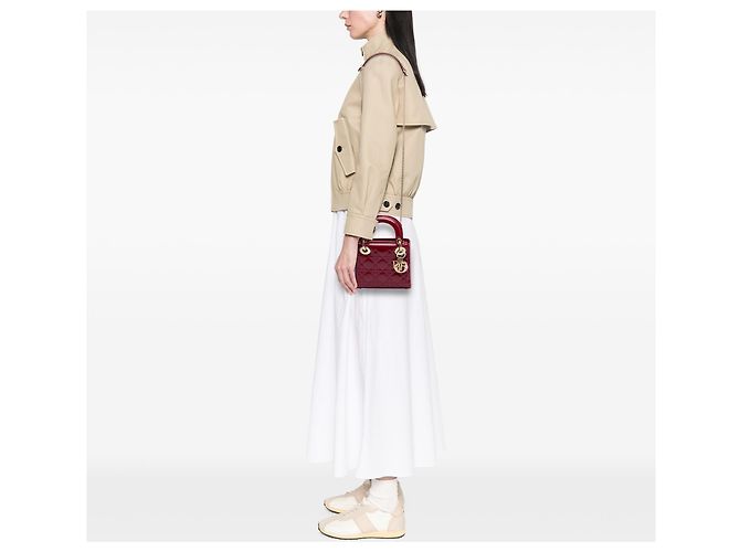 Dior Red Mini Patent Cannage Lady Dior Rosso Bordò - vista 6