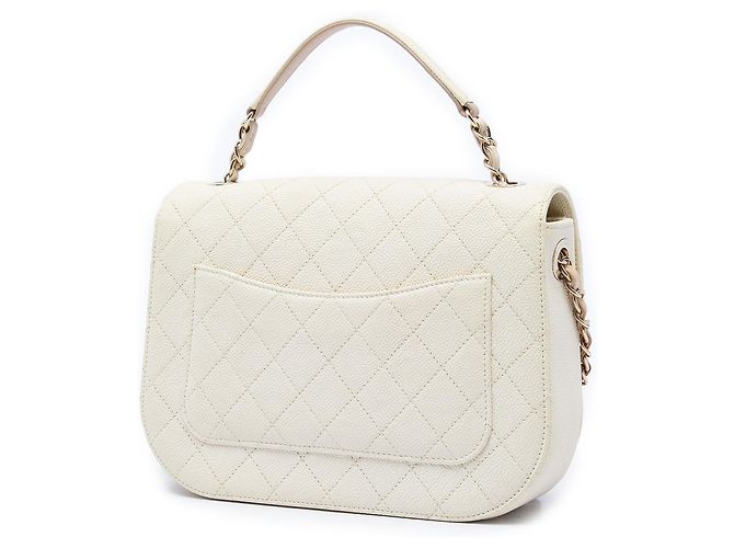 Chanel White Paris Cuba Medium Quilted Caviar Thread Around Flap Bianco Crudo - vista 2