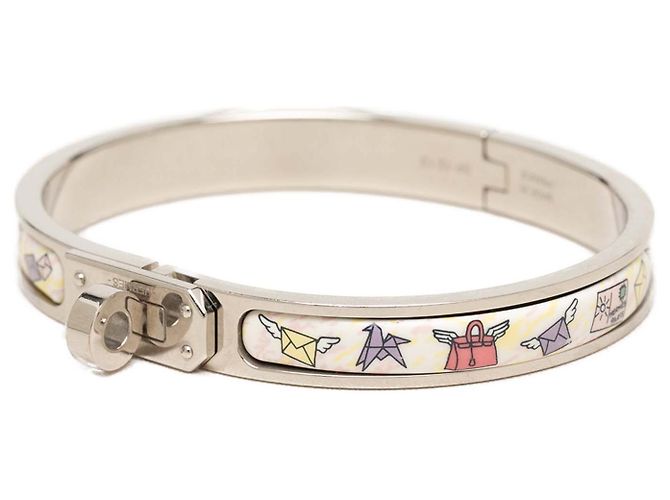 Pulsera Hermès Mini Clic Kelly Flagship estrecha de esmalte blanco - vista 2