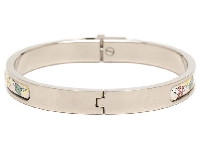 Pulsera Hermès Mini Clic Kelly Flagship estrecha de esmalte blanco - vista 3
