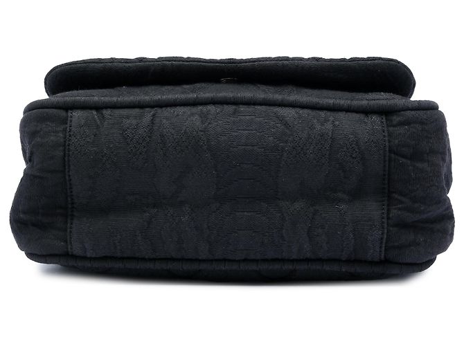 Chanel Black Medium Textured Nylon Bubble Quilt Accordion Flap Nero - vista 3