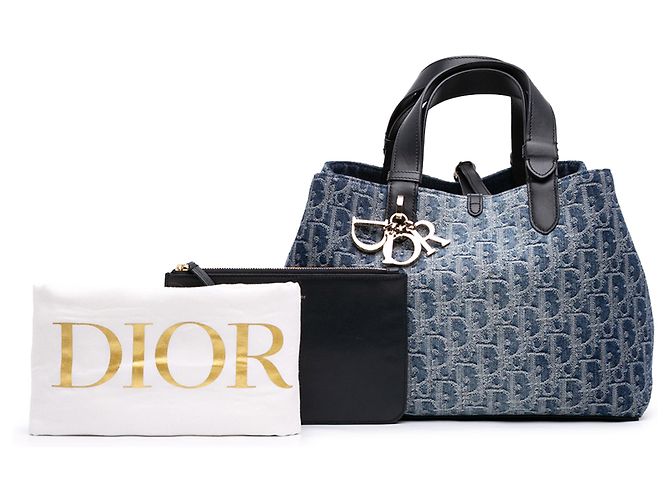 Sac Dior Toujours Medium en denim bleu Oblique - vue 7