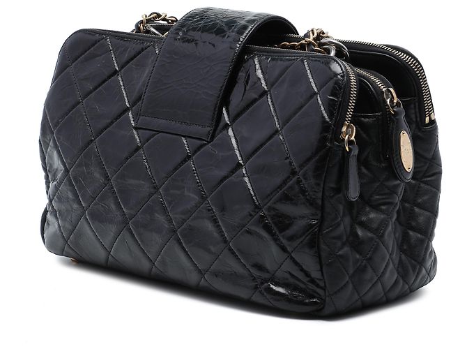 Borsa Chanel Reissue Tote in vitello craquelé lucido nero - vista 2
