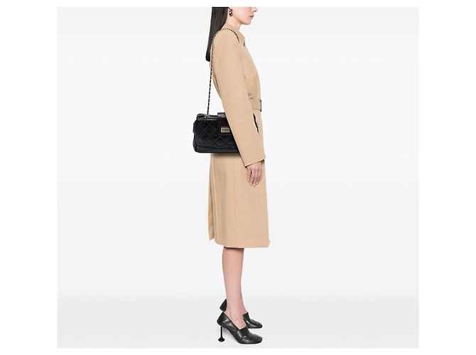 Borsa Chanel Reissue Tote in vitello craquelé lucido nero - vista 6