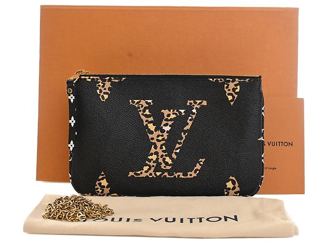 Louis Vuitton Black Monogram Giant Jungle Double Zip Pochette Nero - vista 12