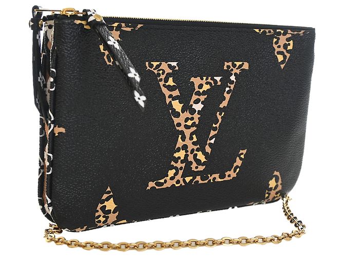 Louis Vuitton Black Monogram Giant Jungle Double Zip Pochette Nero - vista 3