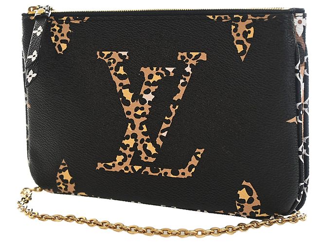 Louis Vuitton Black Monogram Giant Jungle Double Zip Pochette Nero - vista 4